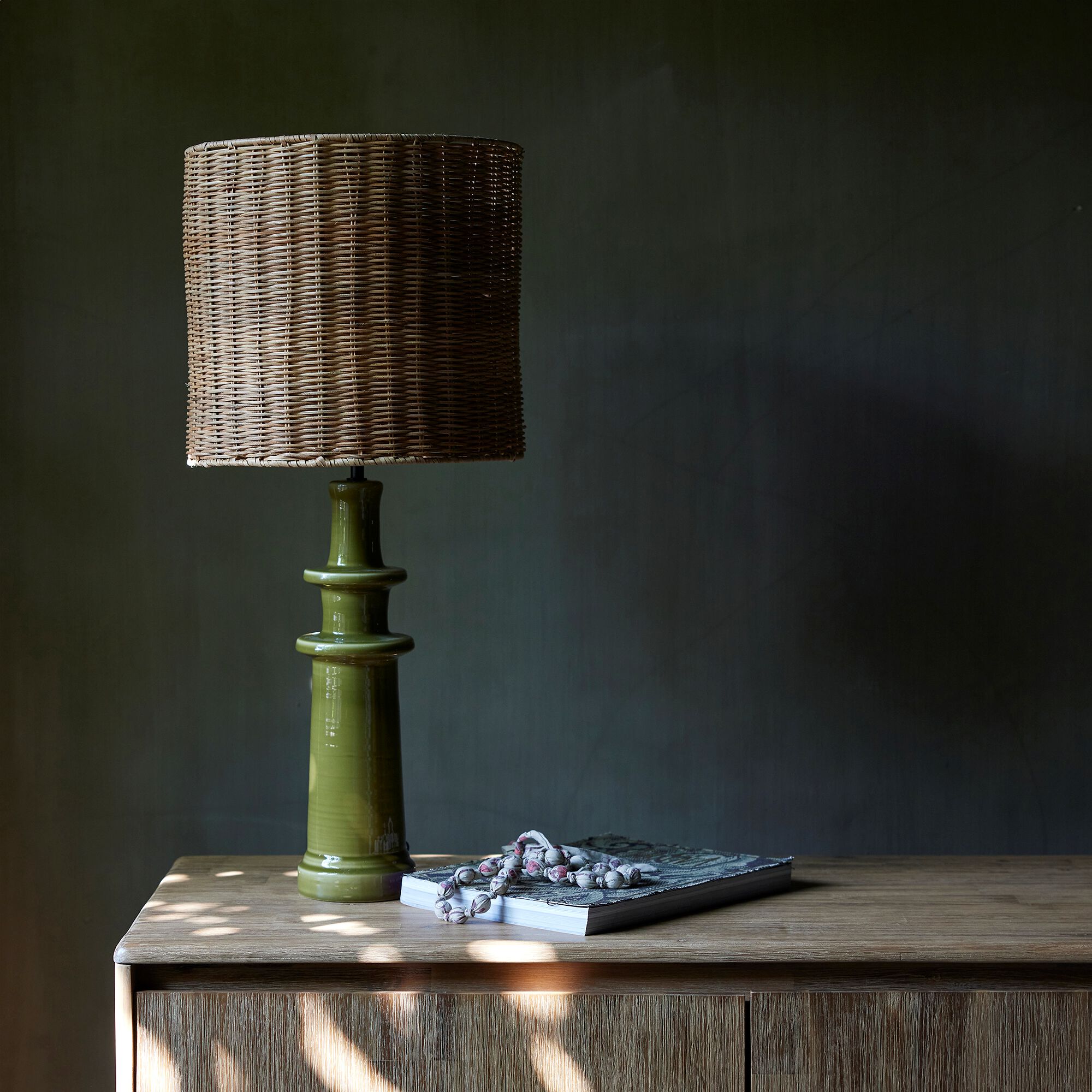 ASCO - Pied de lampe électrifié en céramique D12cm - vert
