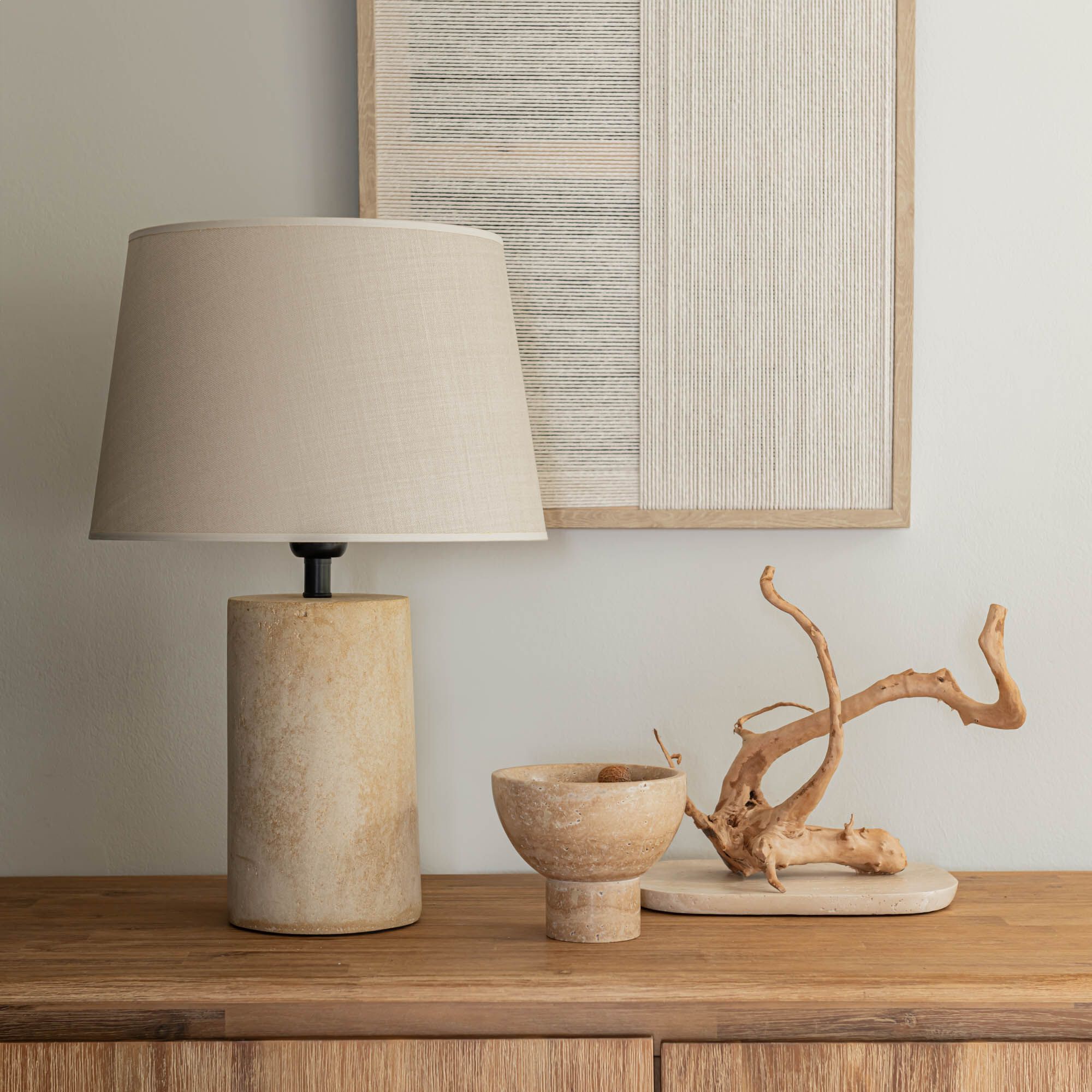 CALLISTA - Pied de lampe électrifié en fibre de verre D14cm - beige