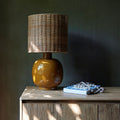 CATALINA - Pied de lampe électrifié en grès D26cm - jaune argan