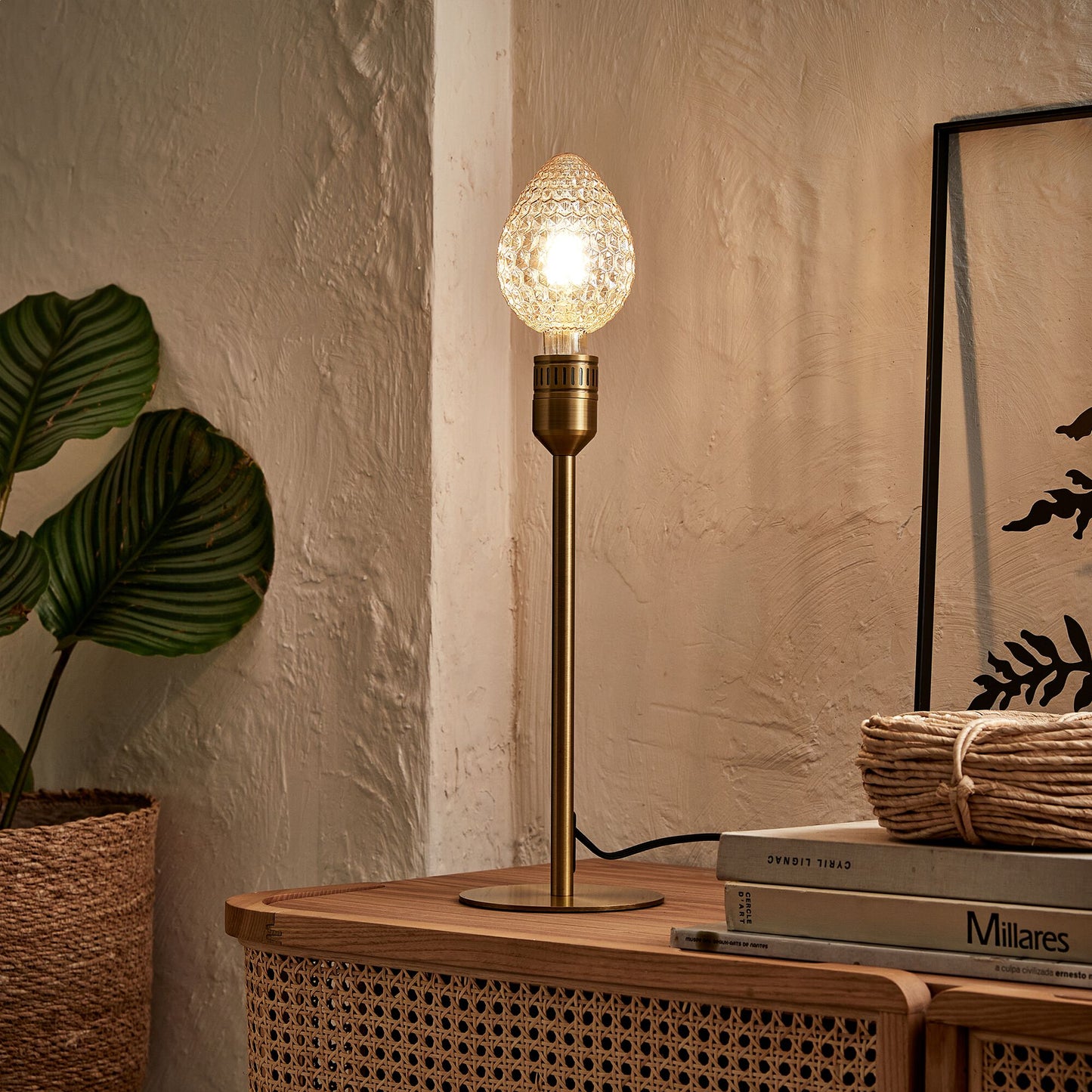NANS - Pied de lampe électrifié en acier - doré H37,2cm