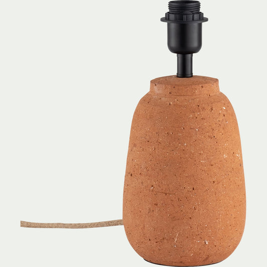 NONCE - Pied de lampe électrifié en terre cuite D15cm - orange brique