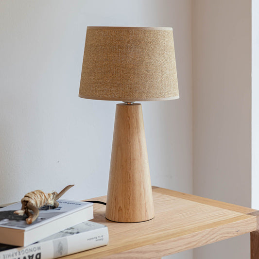 VATHIA - Pied de lampe électrifiée en bois d'hévéa H29cm - naturel