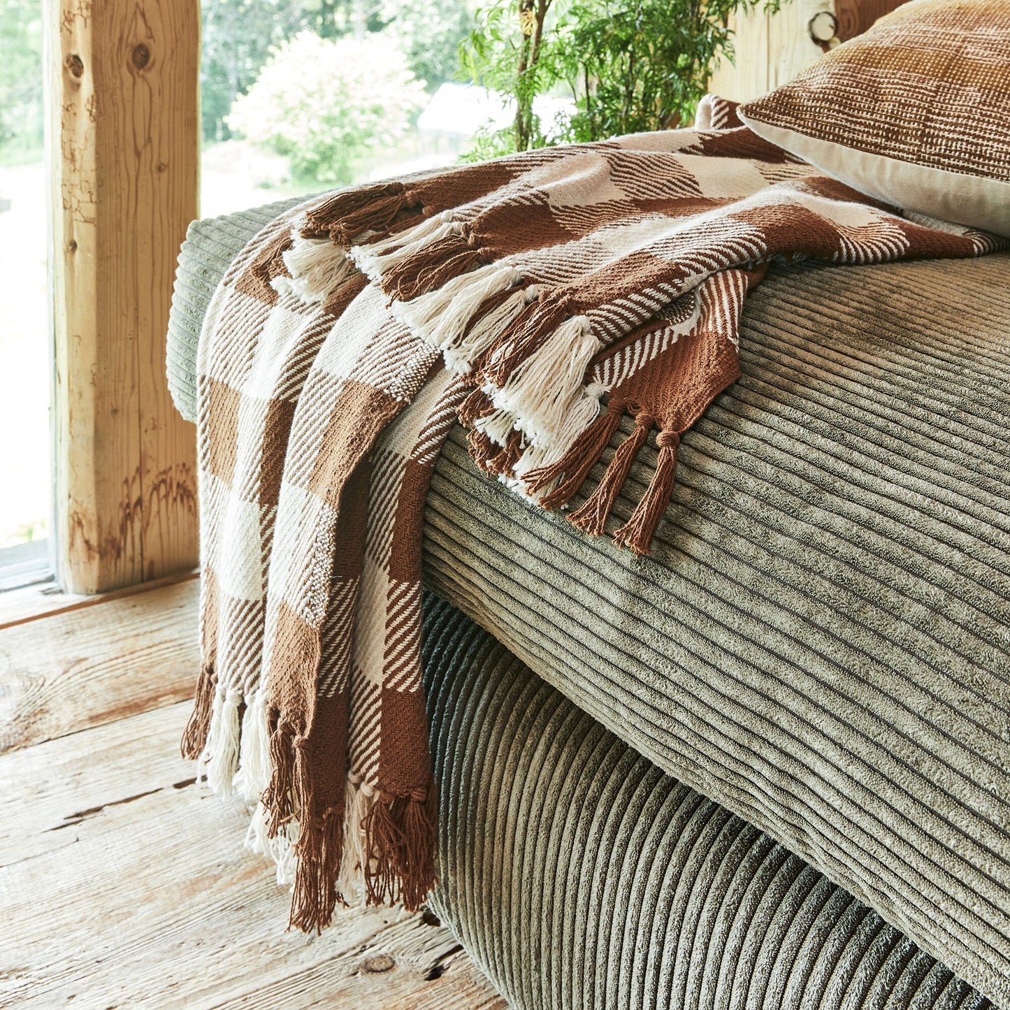 MISON - Plaid tartan en coton 130x170cm - marron