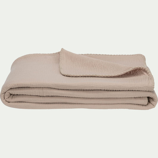 TESSALY - Plaid en gaze de coton - beige alpilles 130x170cm