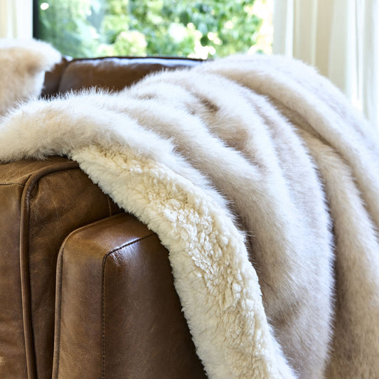 ZOE - Plaid imitation fourrure 130x170cm - beige