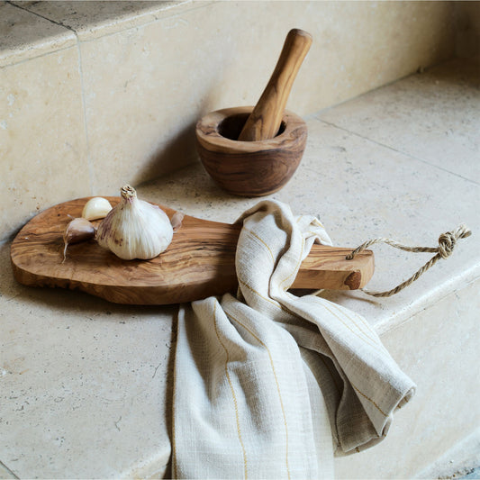 OLIVE - Planche de présentation organique en bois d'olivier 14x35cm - naturel