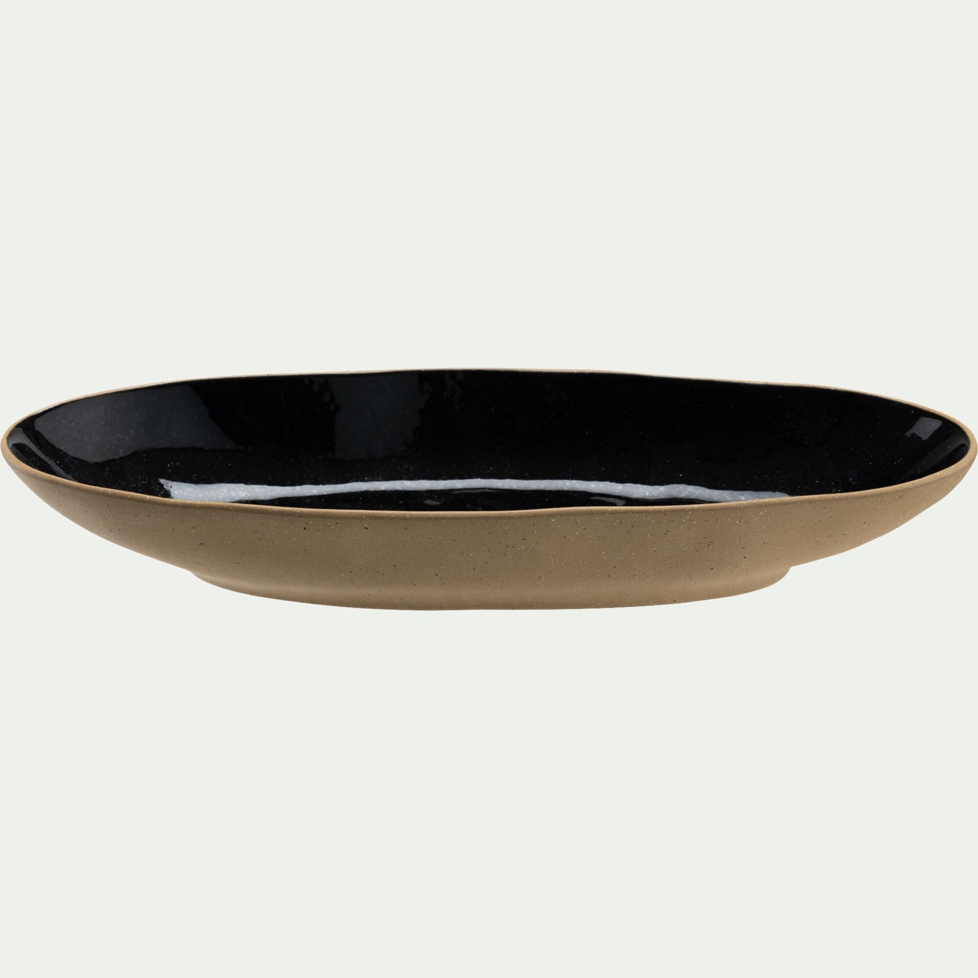 AGATE - Plat ovale en grès recyclé L33cm - noir