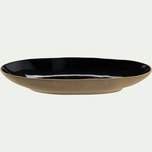 AGATE - Plat ovale en grès recyclé L33cm - noir