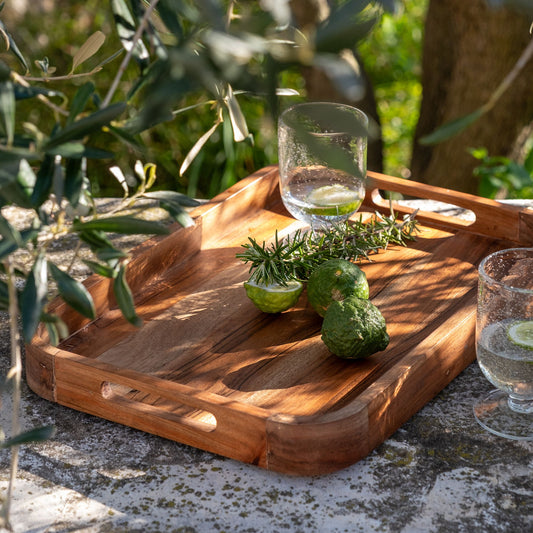 DELHI - Plateau en bois d'acacia L40cm - naturel