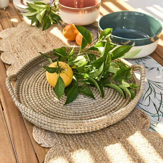 PRAIA - Plateau rond en jonc de mer D44cm - naturel