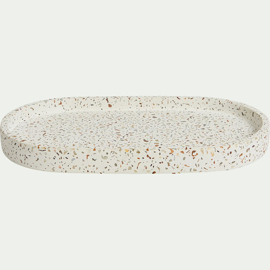 TERRAIO - Plateau en terrazzo L23cm - blanc