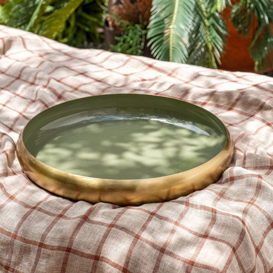 MELEZET - Plateau rond en fer D43cm - vert cèdre