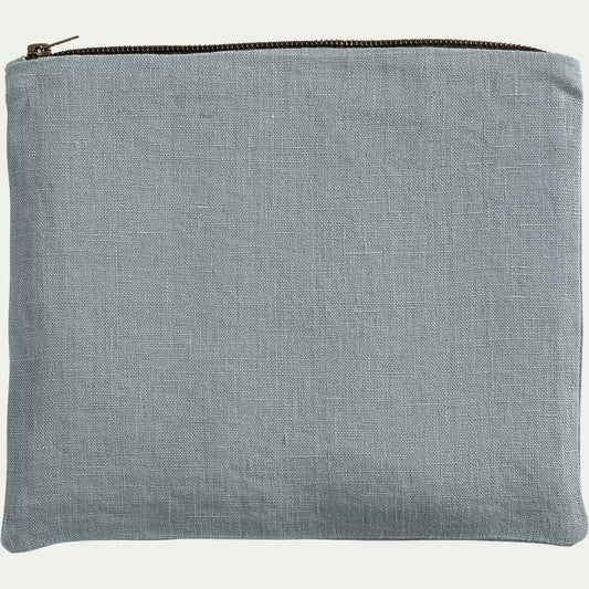 LUCETTE - Trousse de toilette en lin - bleu calaluna