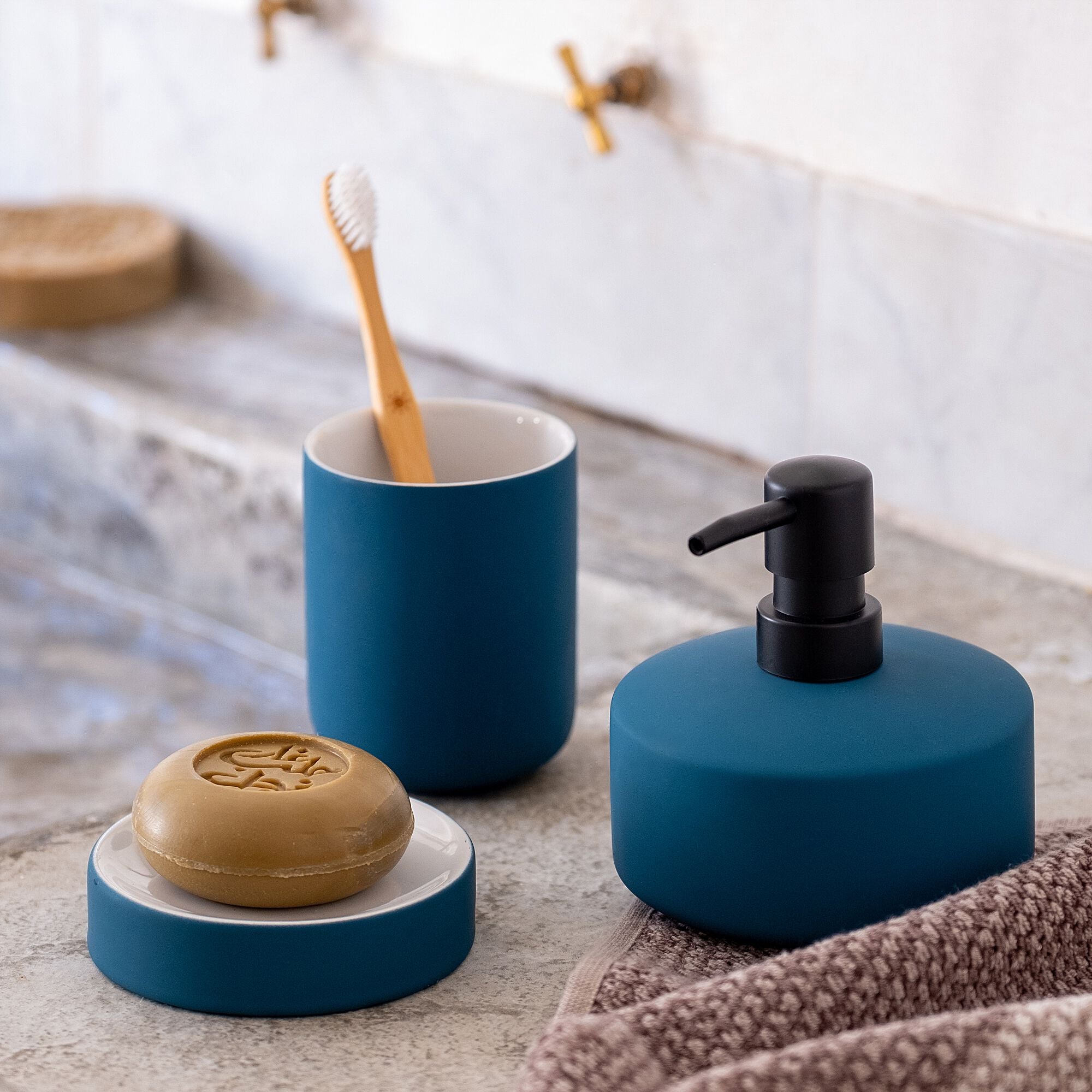 CISTE - Porte-savon en grès - bleu figuerolles