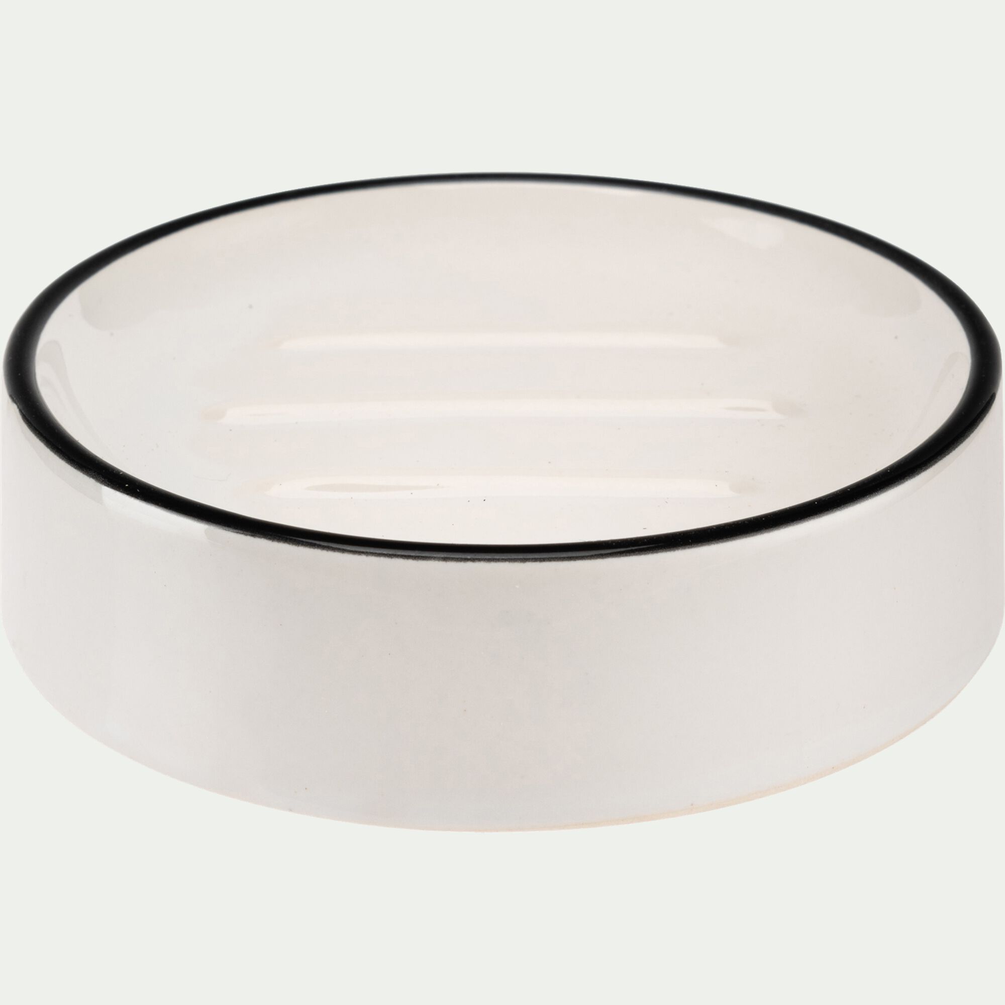 DIVI - Porte savon rond en grès - blanc D12cm
