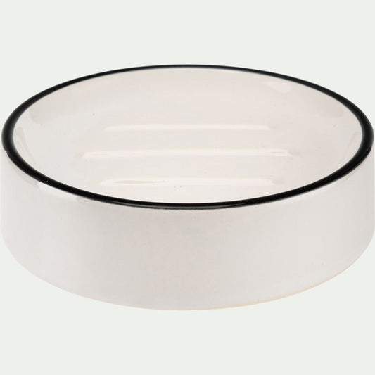 DIVI - Porte savon rond en grès - blanc D12cm