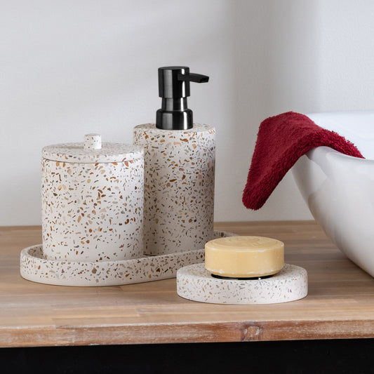TERRAIO - Porte-savon en terrazzo D11cm - blanc