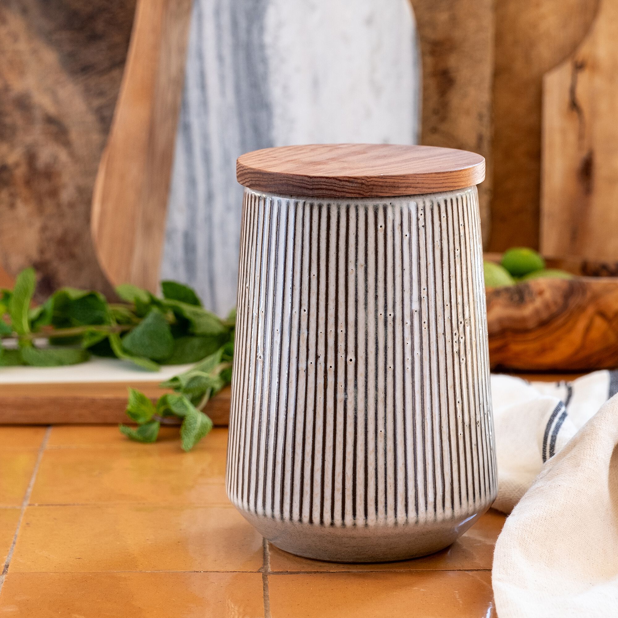 LISTRADO - Pot en grès réactif D11,5cm - marron écorce