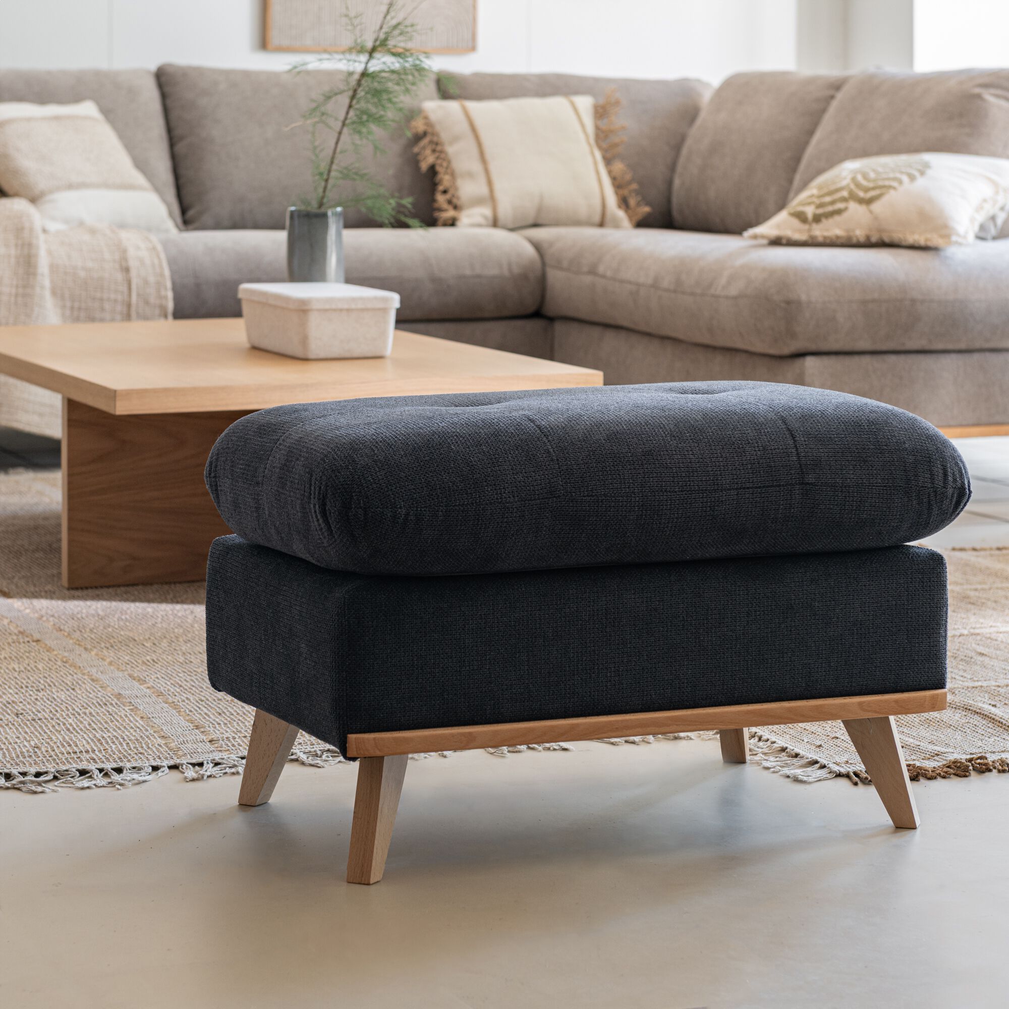 CAPIA - Pouf en tissu crown - bleu calabrun