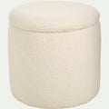ELIAS - Pouf en tissu avec coffre de rangement - blanc H43cm