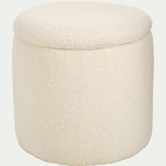 ELIAS - Pouf en tissu avec coffre de rangement - blanc H43cm