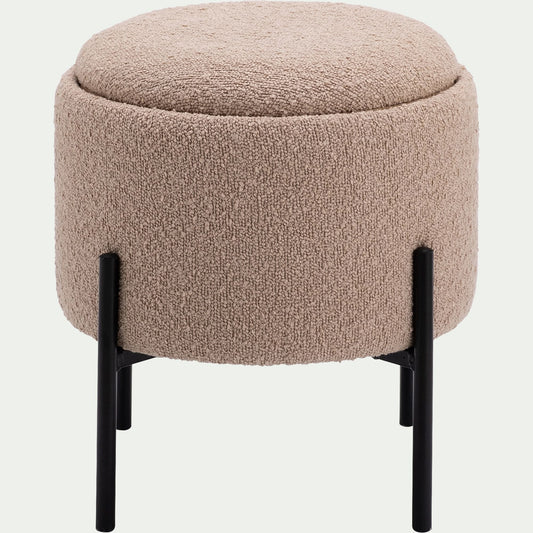 SIELLE - Pouf en tissu avec coffre de rangement H40,5cm - beige