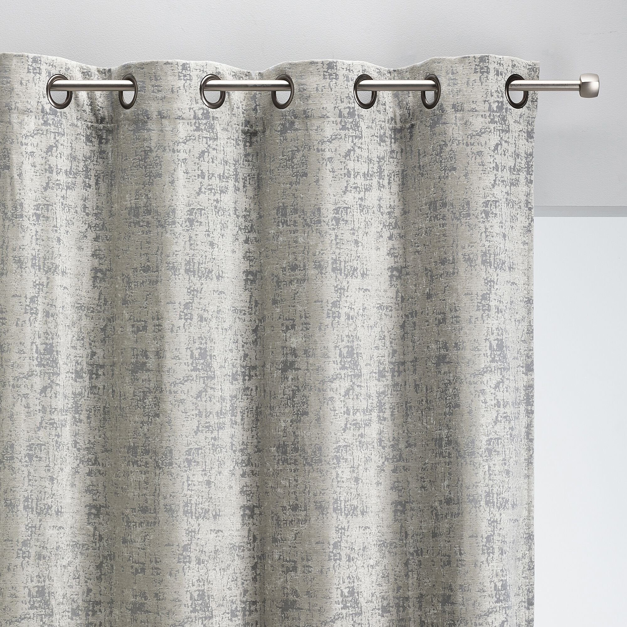 CHI - Rideau à œillets en velours de polyester dévoré 135x250cm - gris