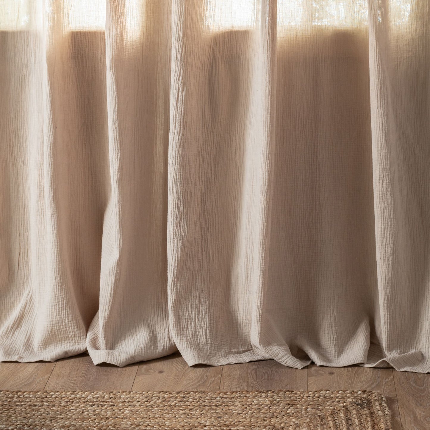 TESSALY - Rideau à nouettes en gaze de coton finition point de cheval 130x250cm - beige alpilles