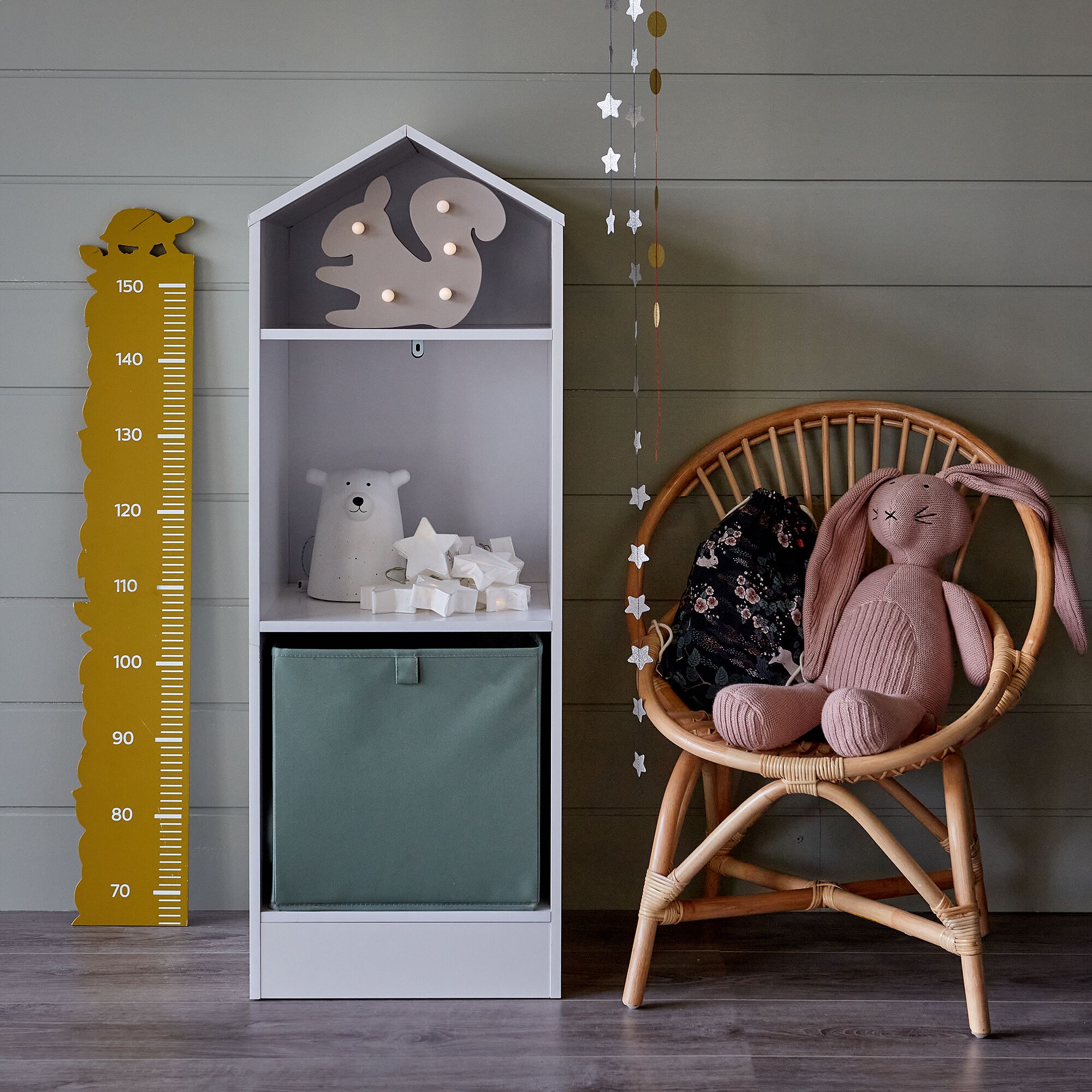 DICO - Bibliothèque 2 étagères forme maison pour chambre enfant - blanc