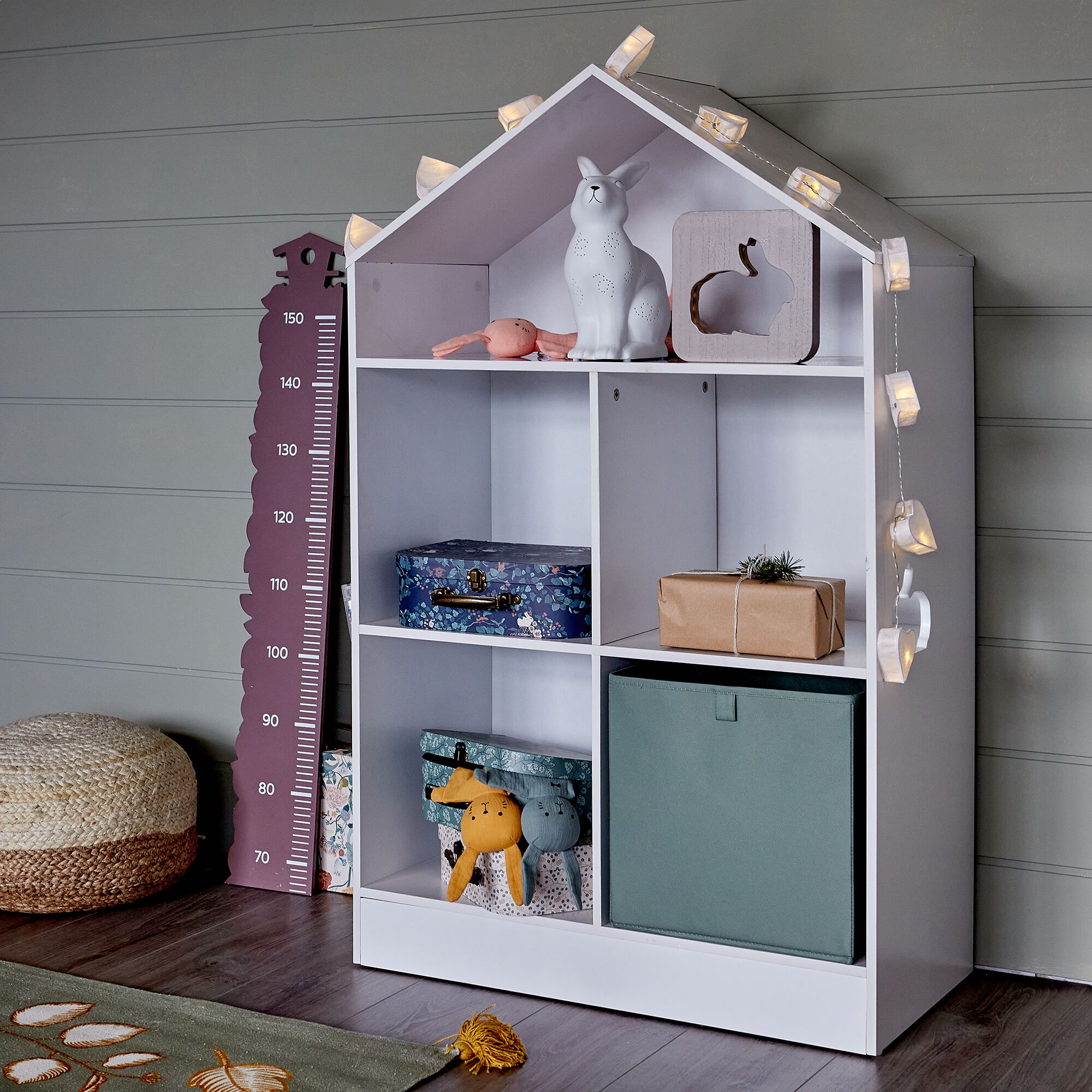 DICO - Rangement forme maison 5 cases pour chambre enfant - blanc