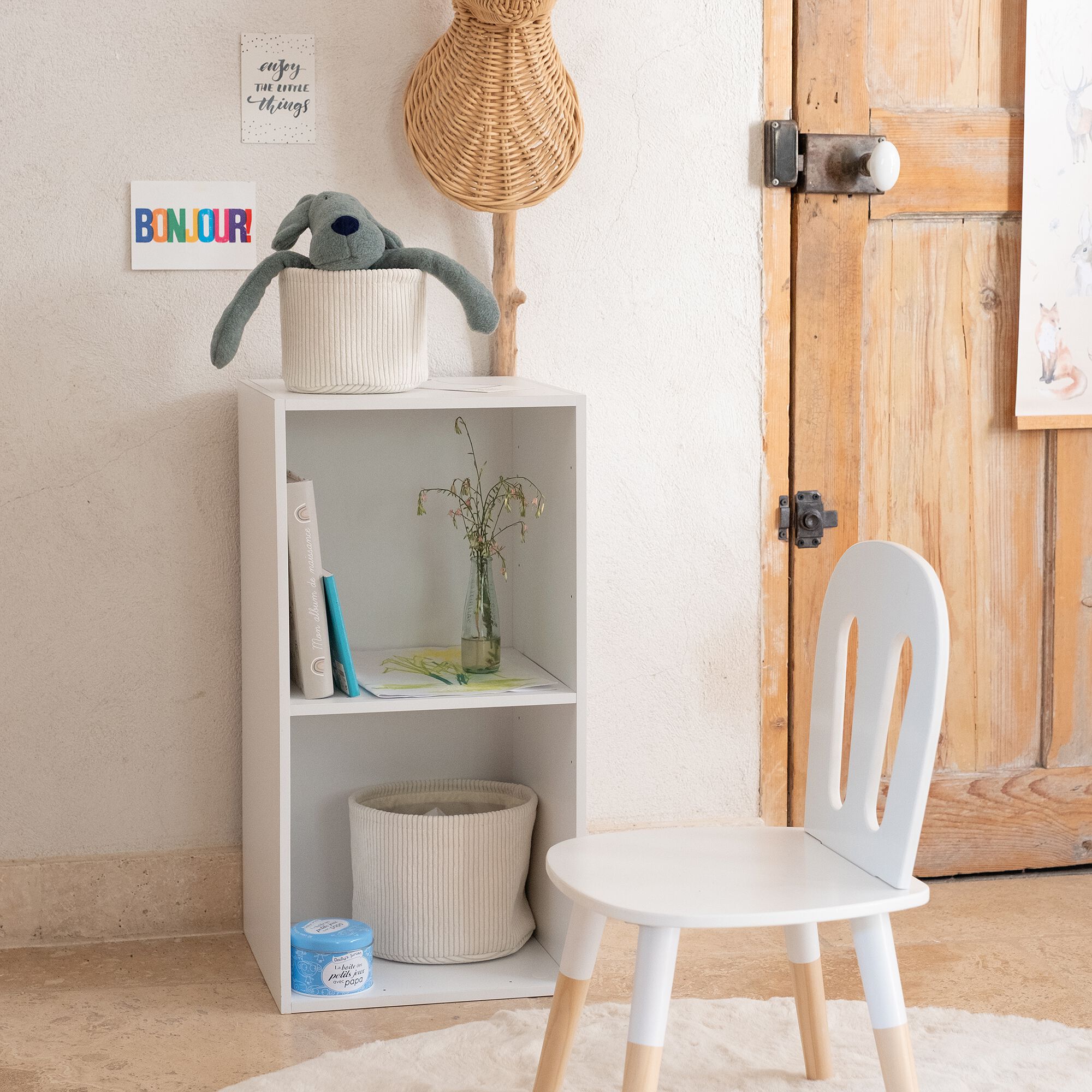 CAZ - Etagère 2 cases en bois - blanc