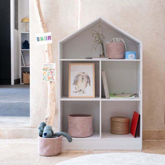 CAZ - Etagère maison 5 cases en bois - blanc