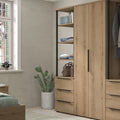 LUCIAN - Colonne de rangement 3 tiroirs en bois H210cm - bois clair