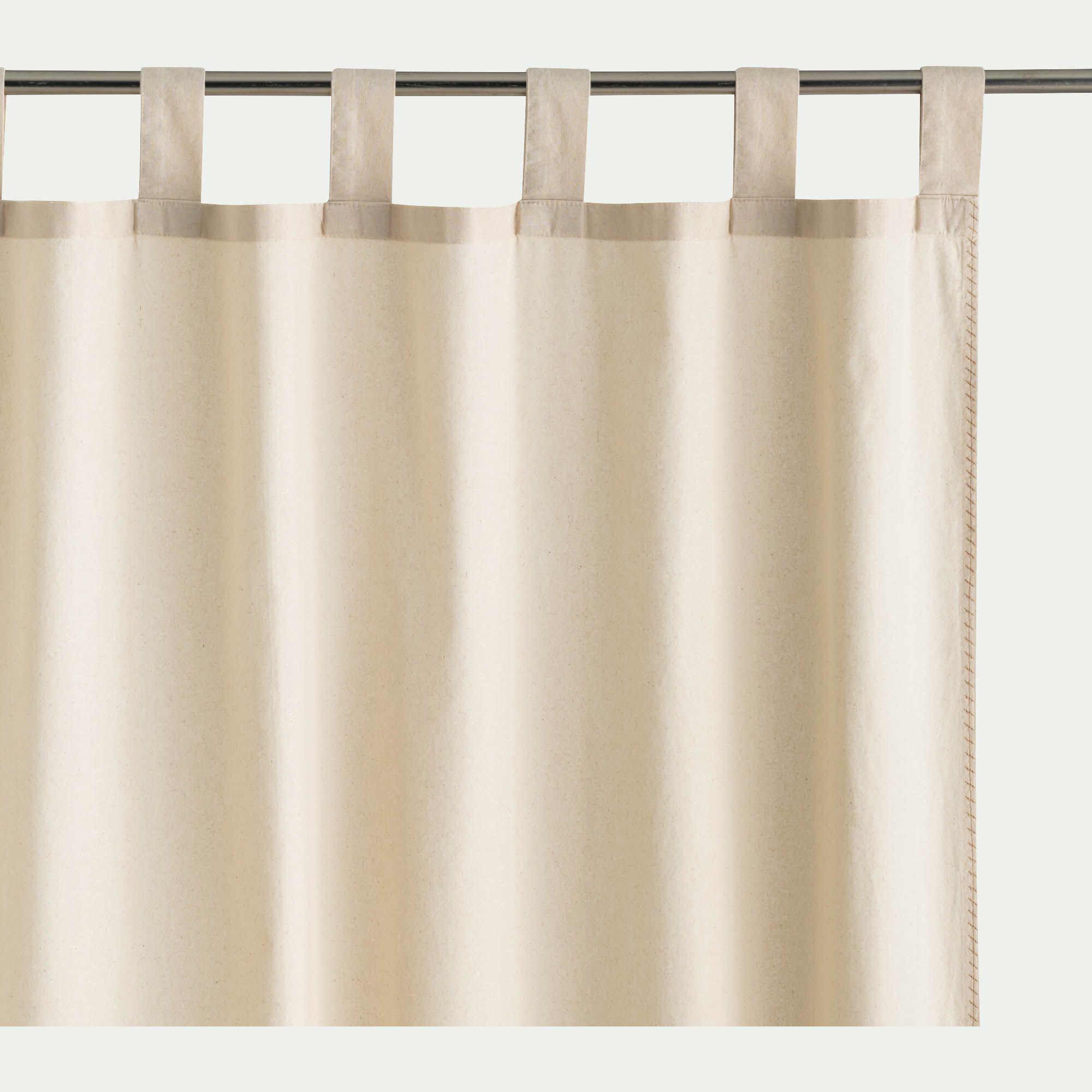 GIZA - Rideau à passants en coton lavé finition couture 140x250cm - beige