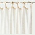LEVEZA - Rideau à nouettes en coton à bande brun rustrel 140x250cm - blanc
