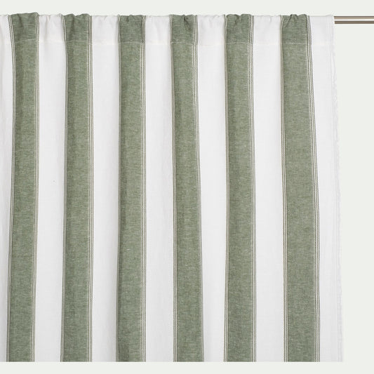 LUSSIA - Rideau passe-tringle en lin et coton à rayures 140x250cm - vert