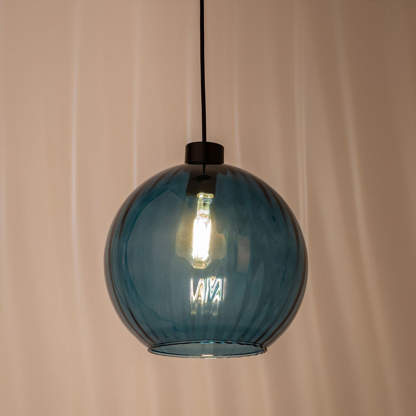 ALARI - Suspension électrifiée en verre d30cm - bleu marine