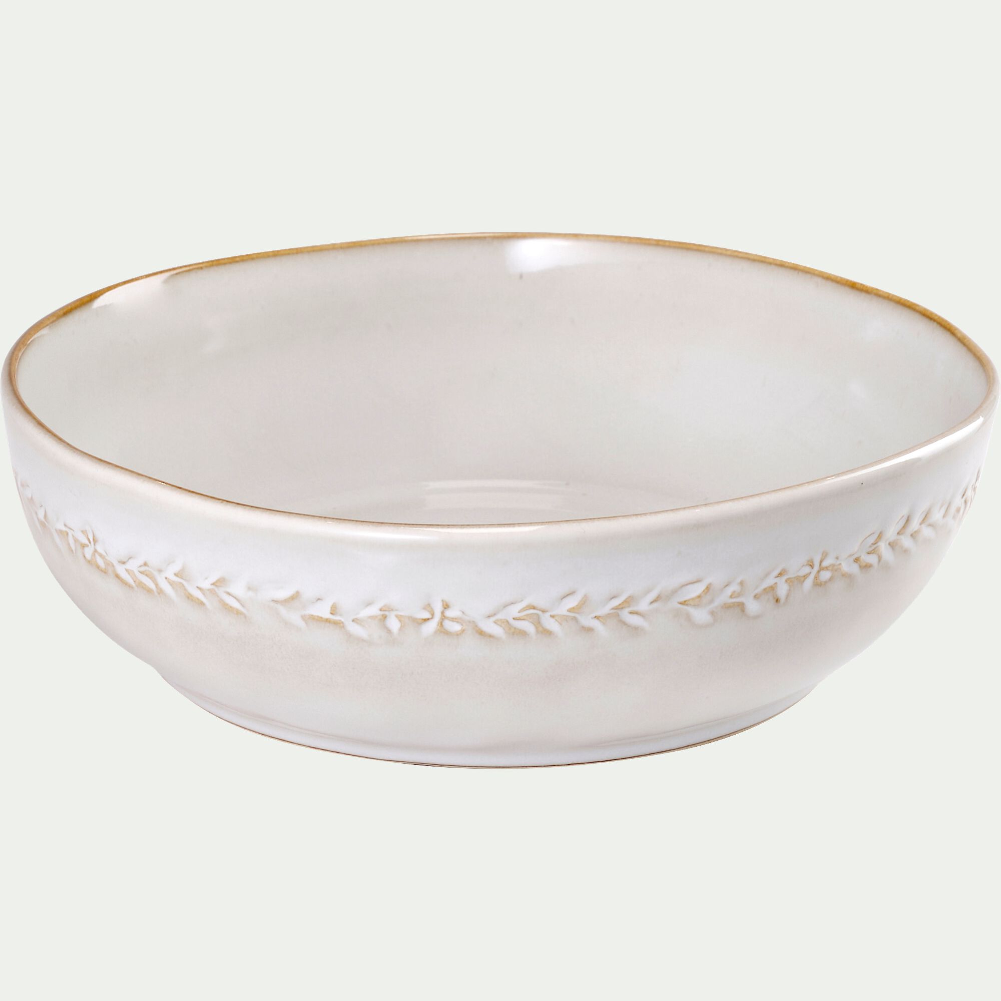 ALBA - Saladier à motif végétal en grès D26cm - beige alpilles