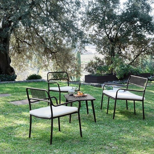 BLAYA - Salon de jardin en acier - noir (4 places)