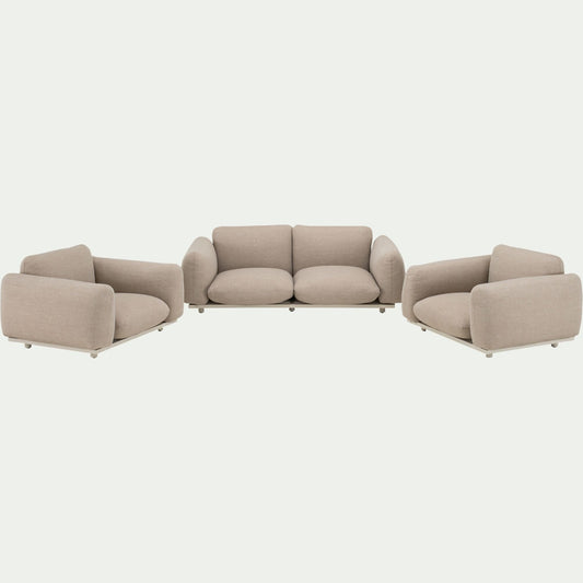 MONTE CRISTO - Salon de jardin en acier et coussins en tissu - beige sable (4 places)