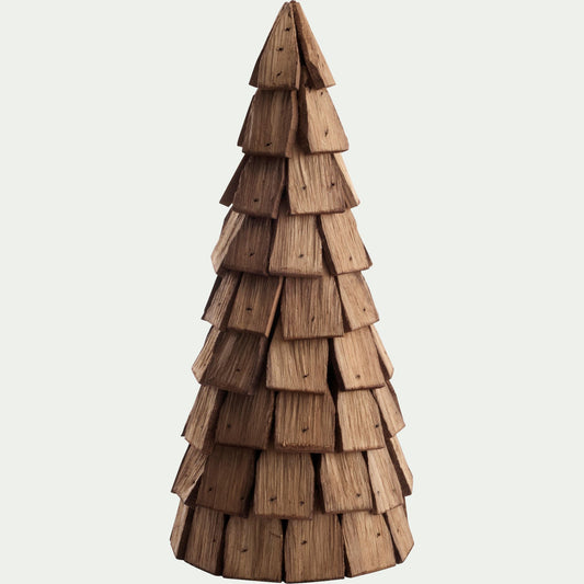 VERNATE - Sapin décoratif à poser en bois de paulownia H40cm - naturel