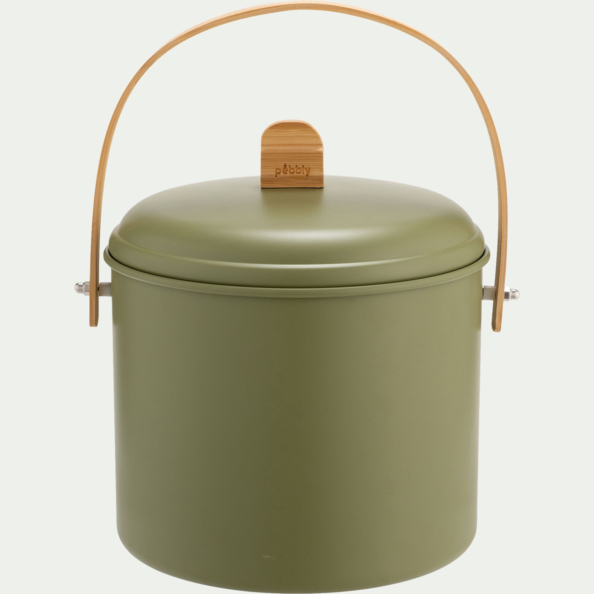 COMPOST - Seau à compost en métal et bambou 7L - vert
