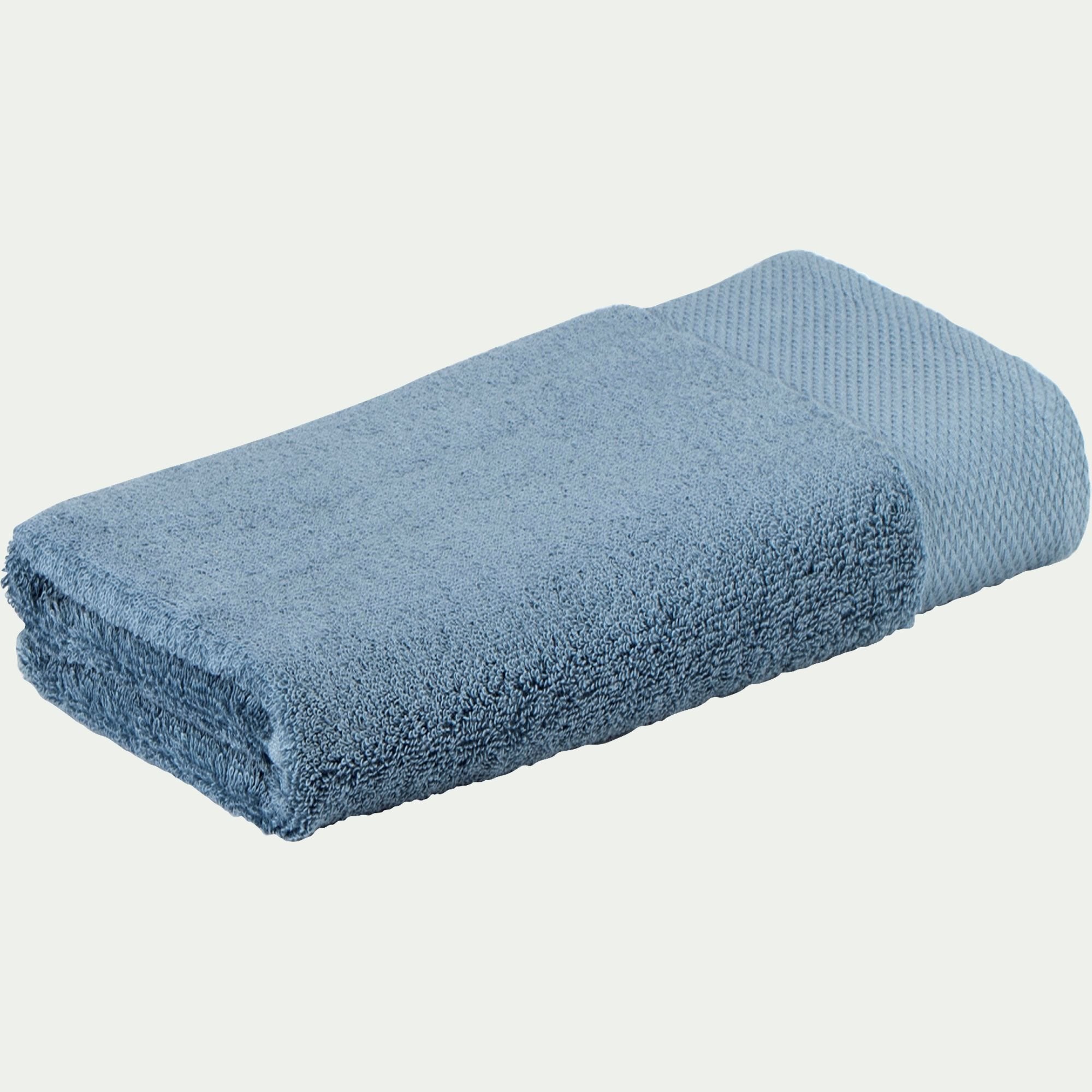 AZUR - Serviette de toilette en coton peigné - bleu autan 50x100cm