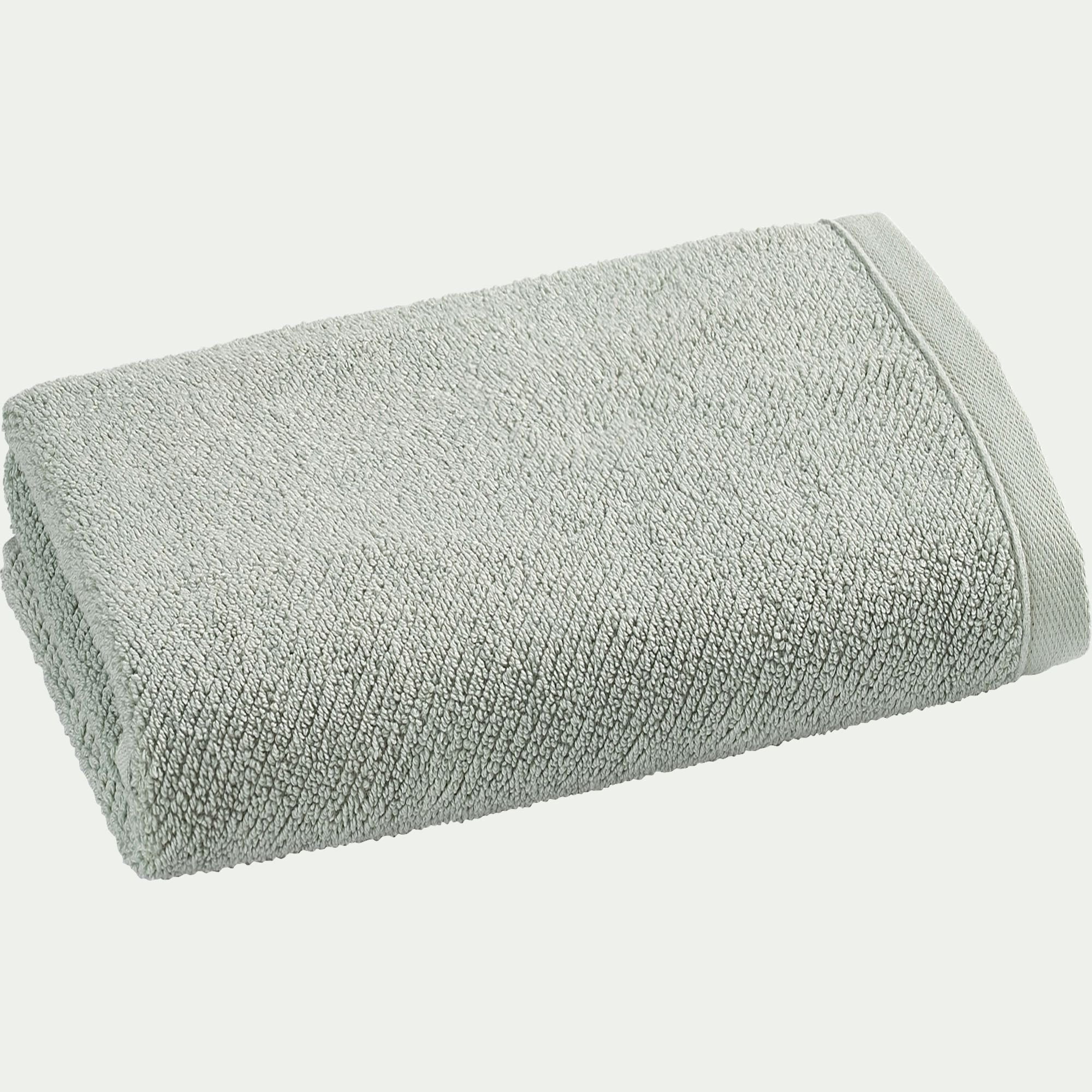 COLINE - Serviette de toilette en bouclettes de coton bio 50x90cm - vert olivier