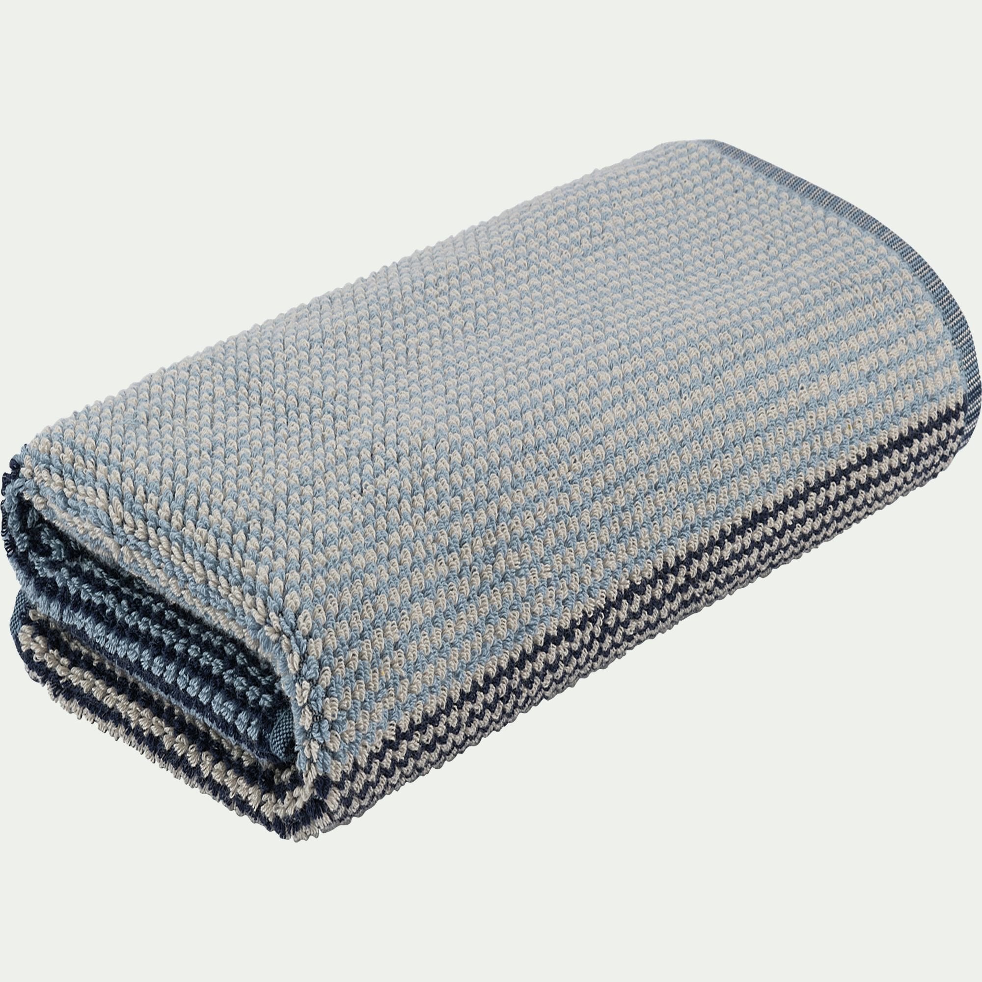 HUGO - Serviette de toilette bouclette jacquard en coton 50x100cm - bleu