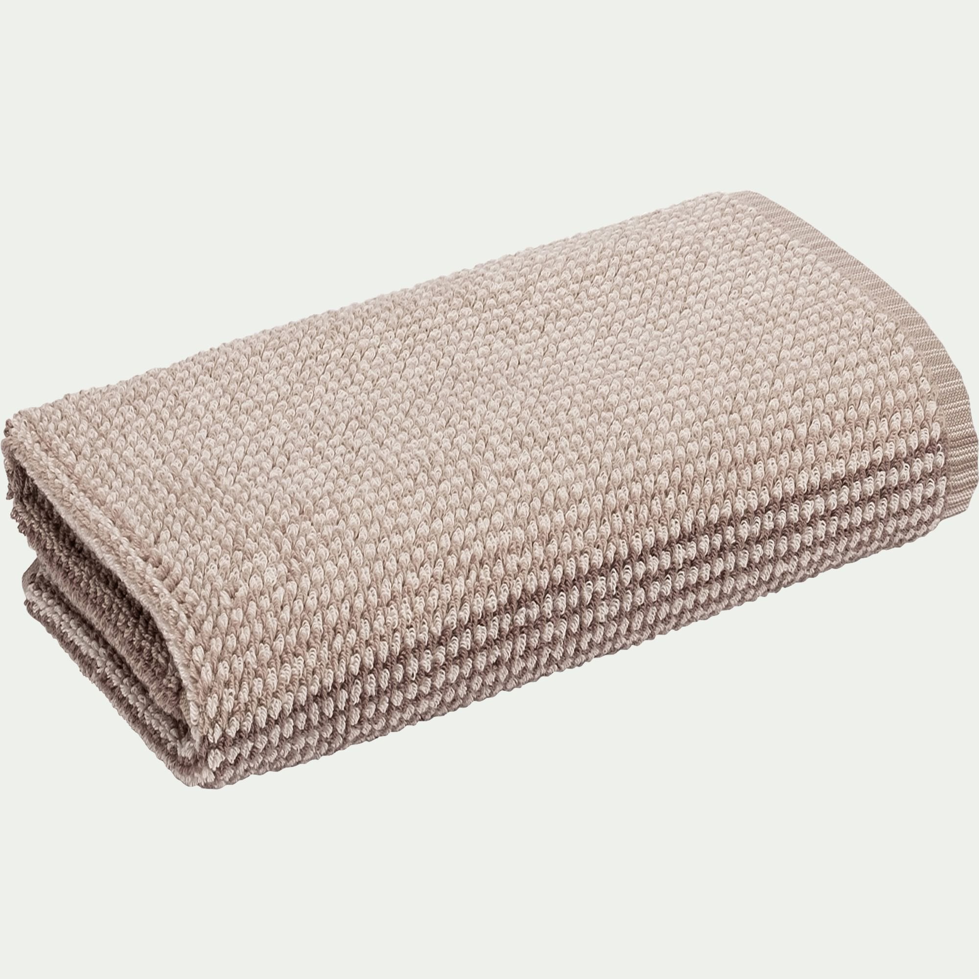 HUGO - Serviette de toilette bouclette jacquard en coton - beige alpilles 50x100cm