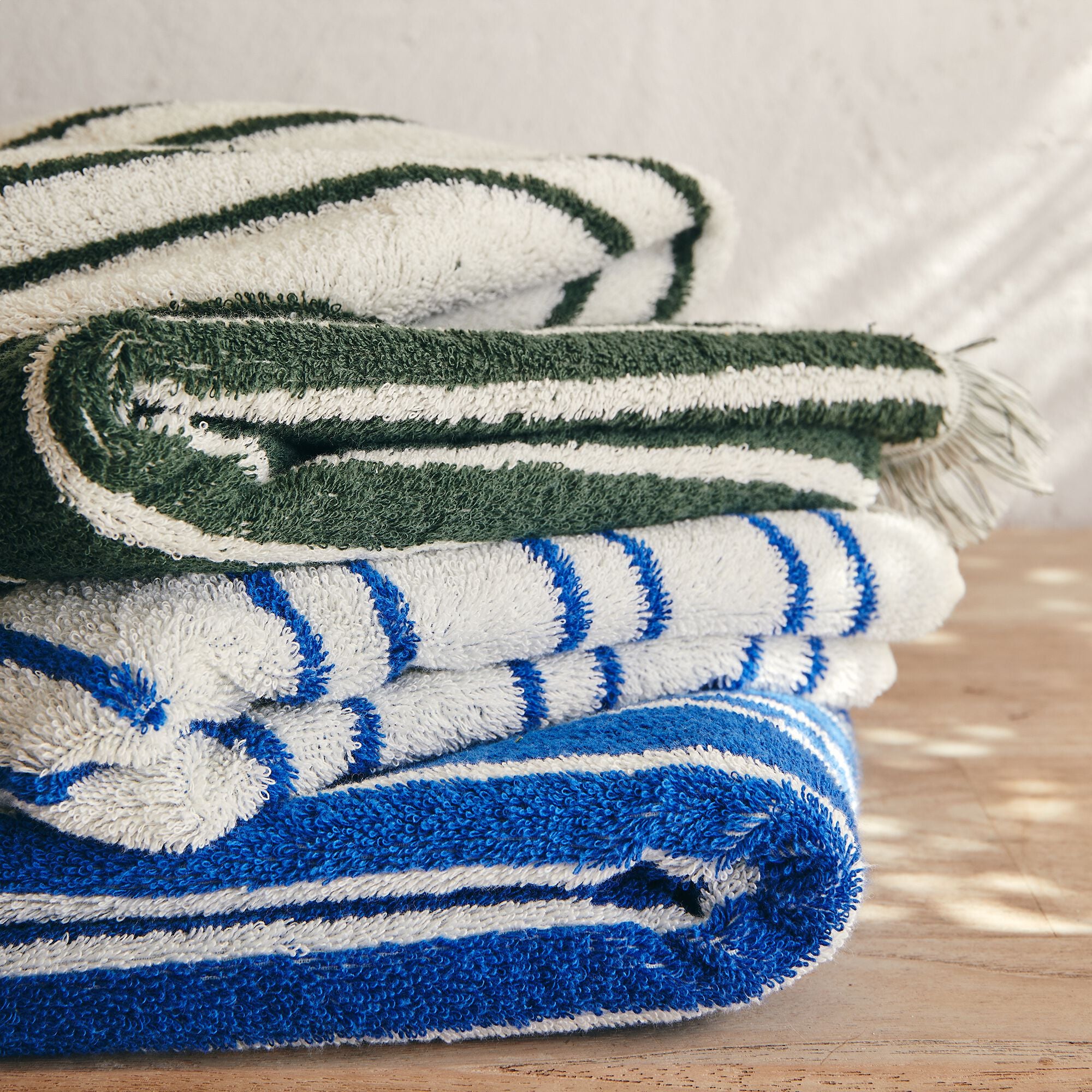LISTRA - Serviette de toilette en coton à rayures 50x100cm - bleu