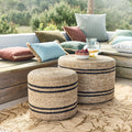 CAIRANNE - Set de 2 tables basses rondes en jacinthe d'eau - naturel