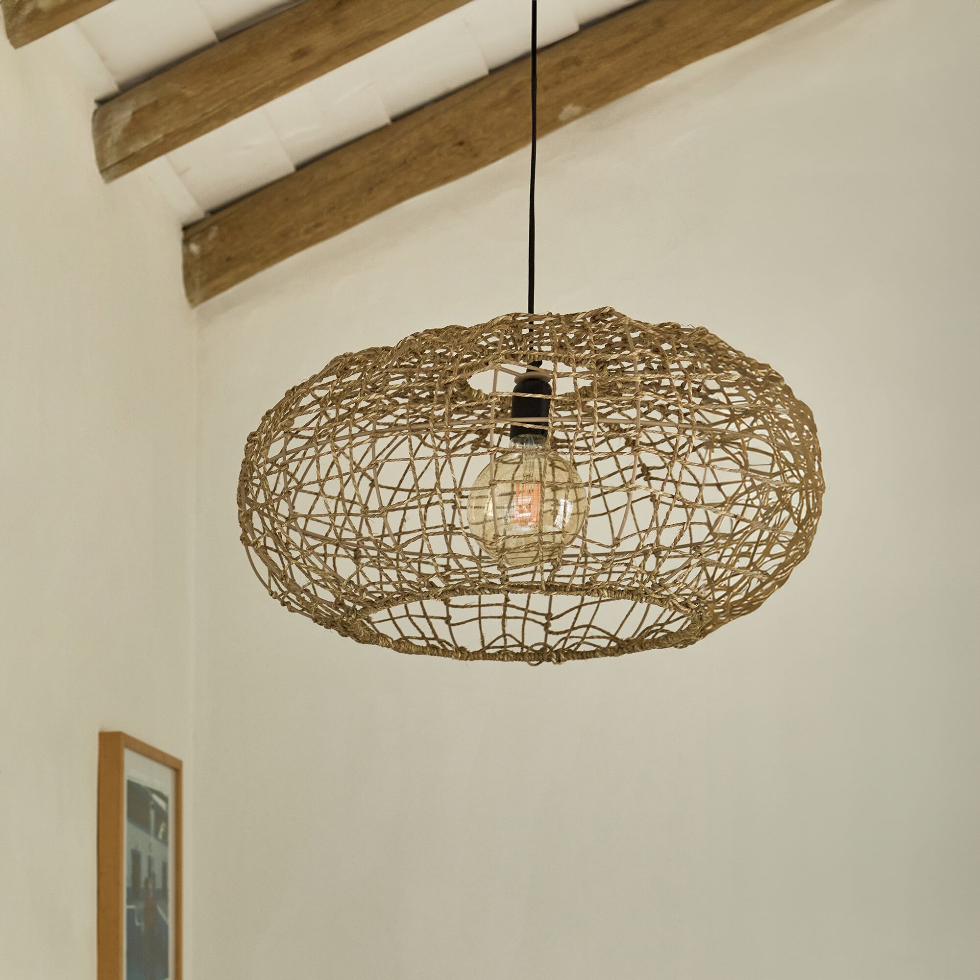 ISELIA - Suspension électrifiée en jute D60xH30cm - naturel