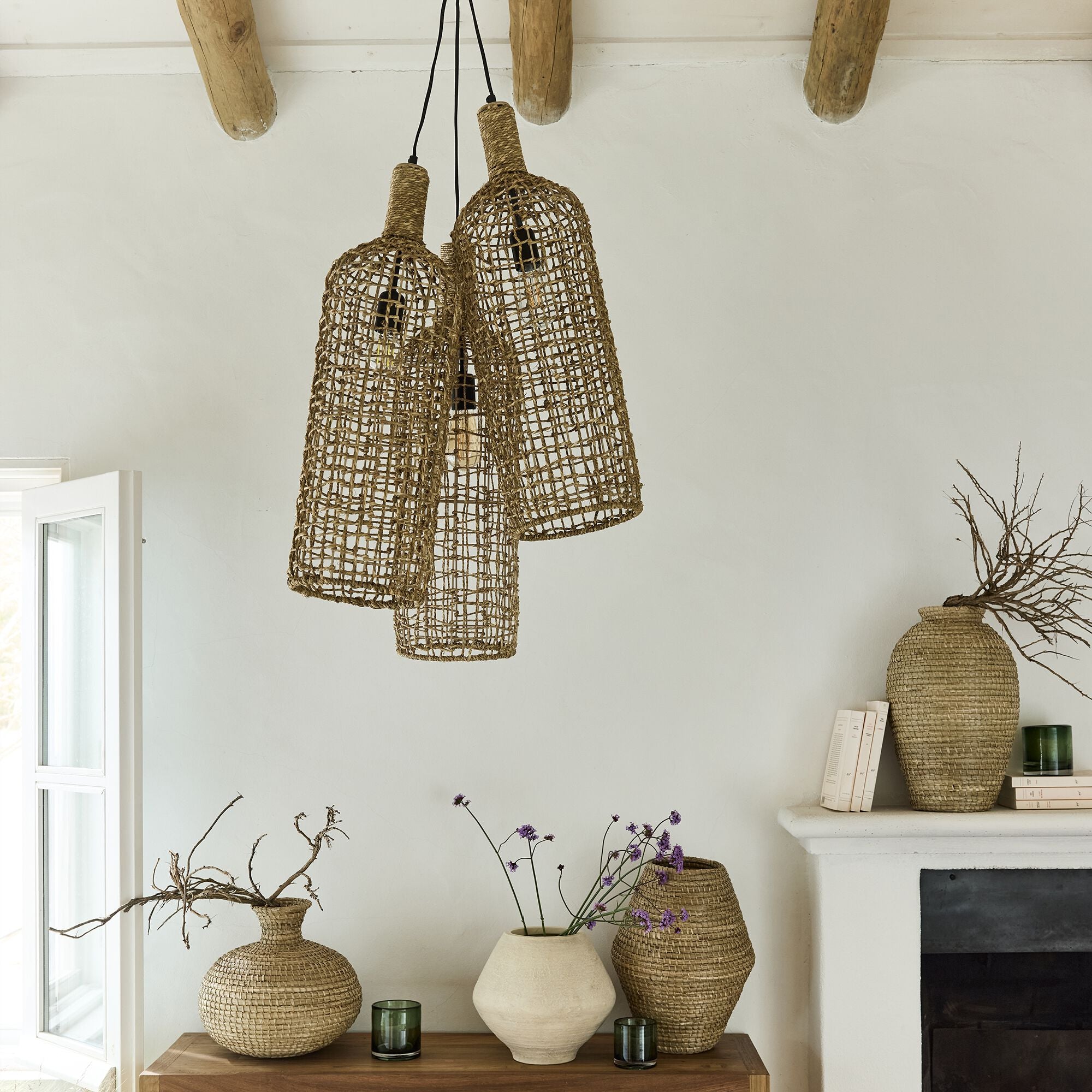 ISELIA - Suspension électrifiée en jute D20xH74cm - naturel